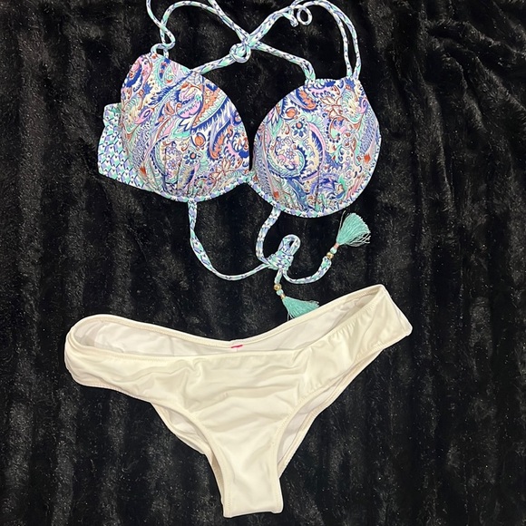 Blue Crisscross Push-up Victoria’s Secret Bikini Set - Picture 1 of 9